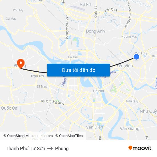 Thành Phố Từ Sơn to Phùng map