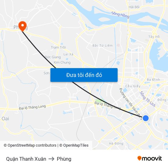 Quận Thanh Xuân to Phùng map