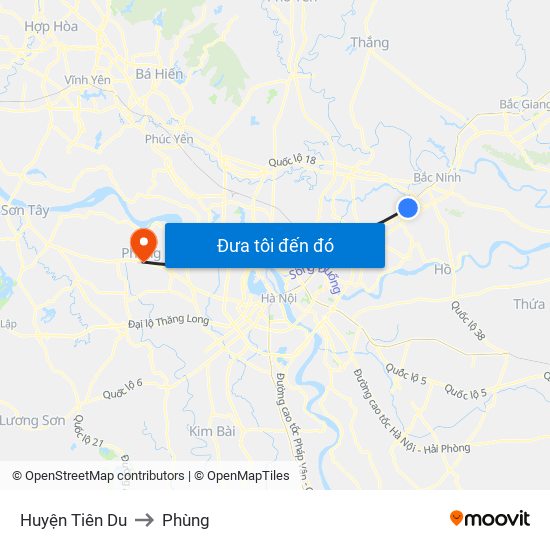 Huyện Tiên Du to Phùng map