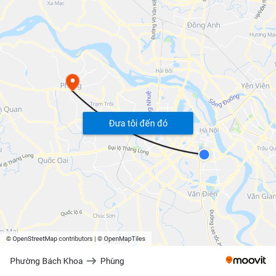 Phường Bách Khoa to Phùng map