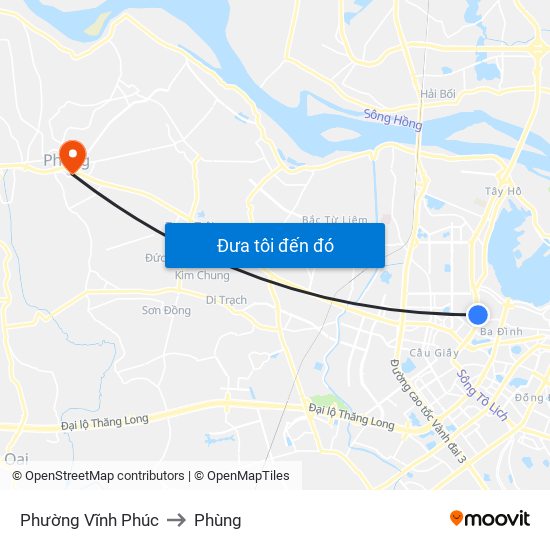 Phường Vĩnh Phúc to Phùng map