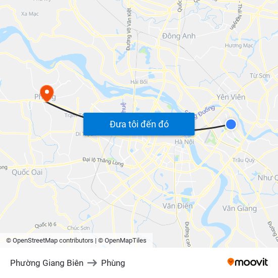 Phường Giang Biên to Phùng map