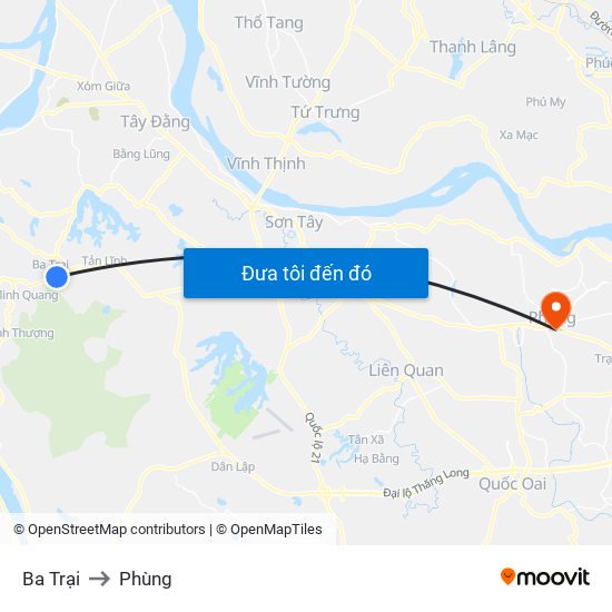 Ba Trại to Phùng map