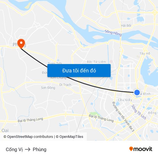 Cống Vị to Phùng map