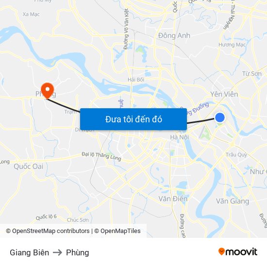 Giang Biên to Phùng map