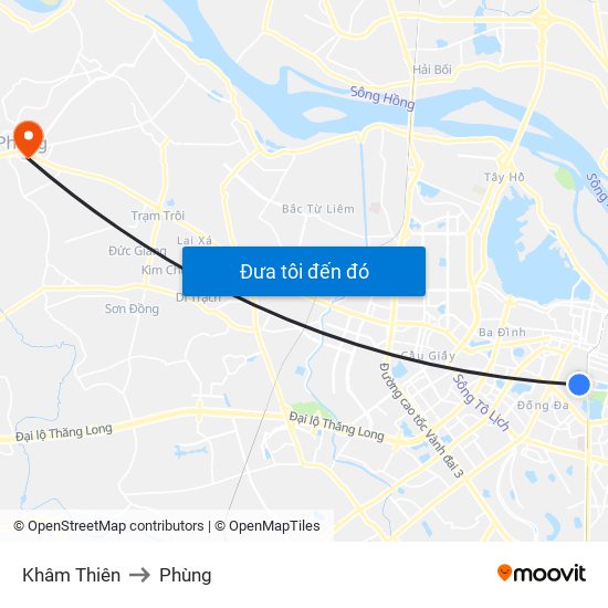 Khâm Thiên to Phùng map