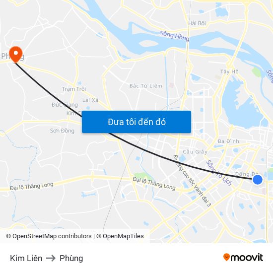 Kim Liên to Phùng map