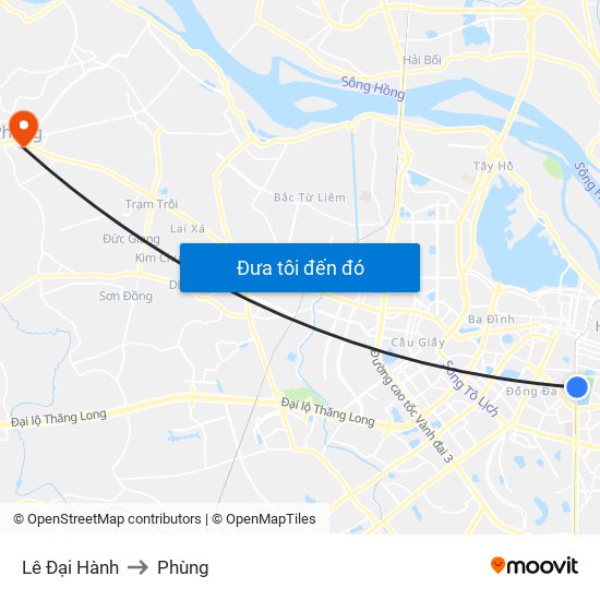 Lê Đại Hành to Phùng map