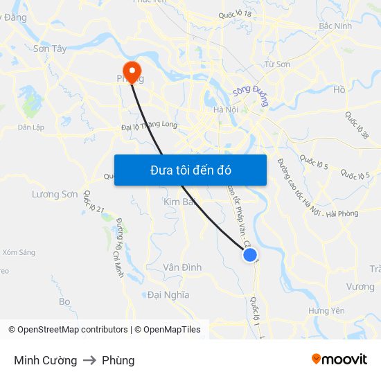 Minh Cường to Phùng map