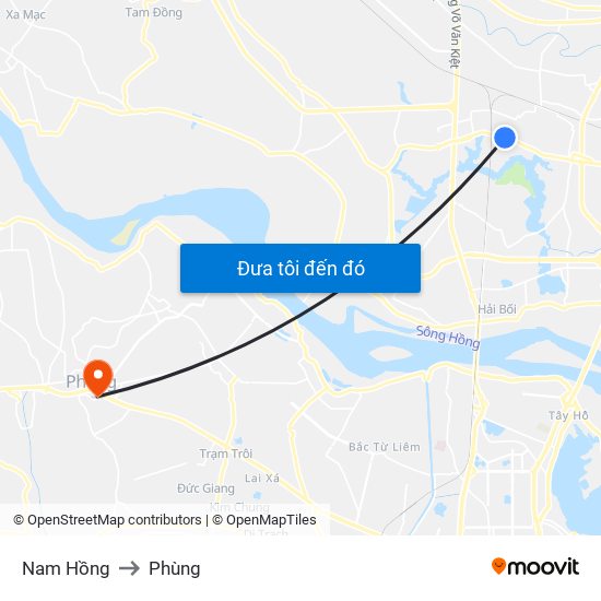 Nam Hồng to Phùng map