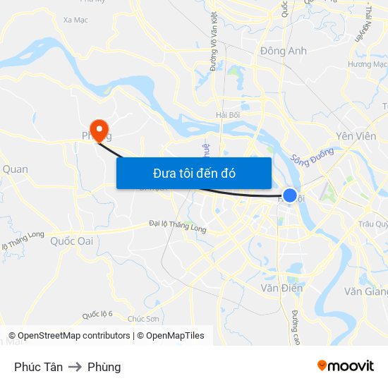Phúc Tân to Phùng map
