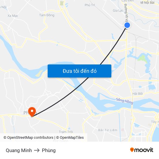 Quang Minh to Phùng map