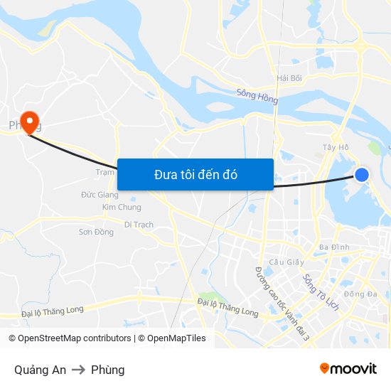 Quảng An to Phùng map