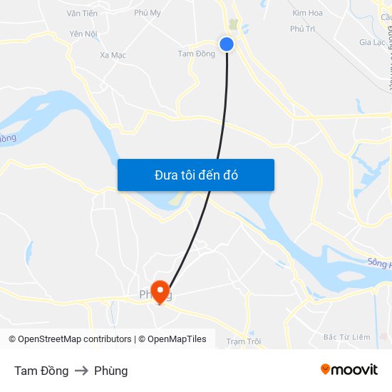 Tam Đồng to Phùng map