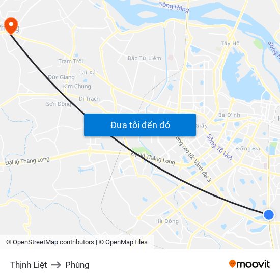 Thịnh Liệt to Phùng map