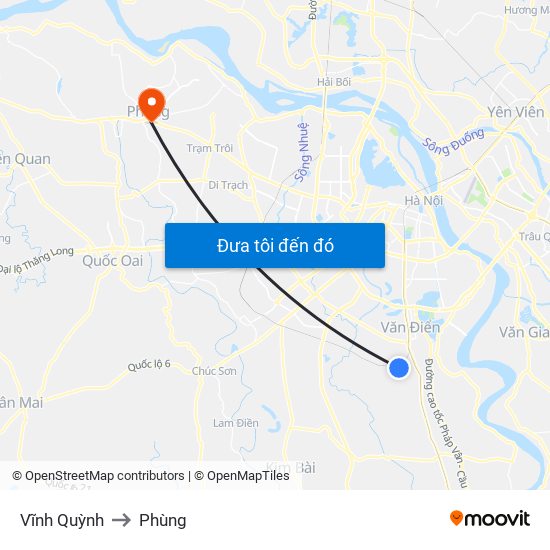 Vĩnh Quỳnh to Phùng map