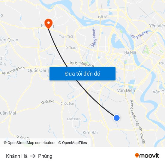 Khánh Hà to Phùng map