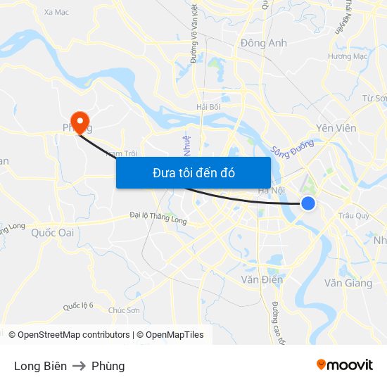 Long Biên to Phùng map