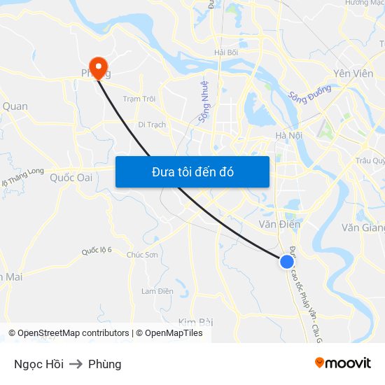 Ngọc Hồi to Phùng map