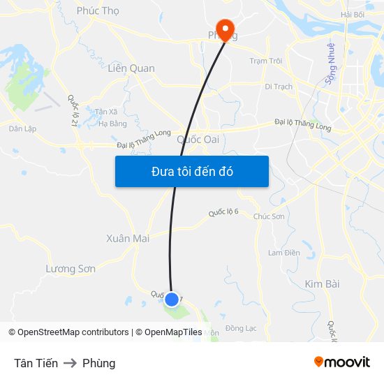 Tân Tiến to Phùng map