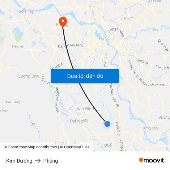 Kim Đường to Phùng map