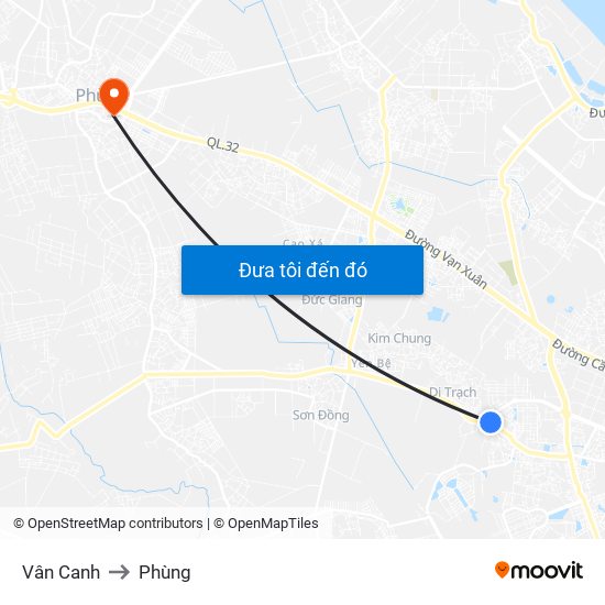 Vân Canh to Phùng map