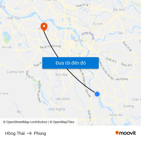 Hồng Thái to Phùng map