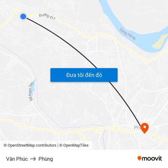 Vân Phúc to Phùng map