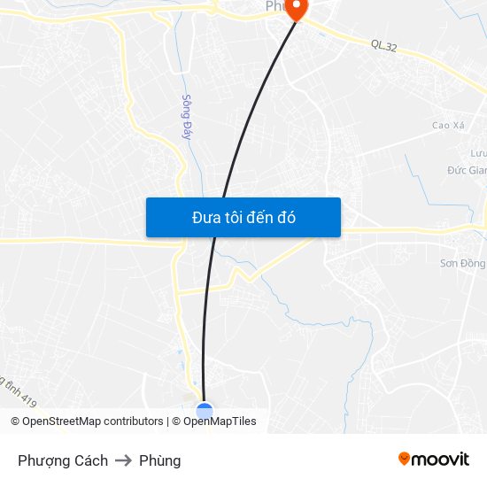 Phượng Cách to Phùng map