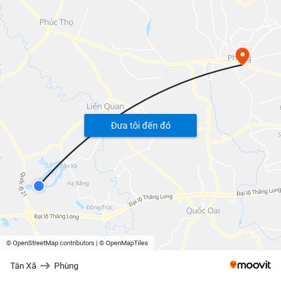 Tân Xã to Phùng map