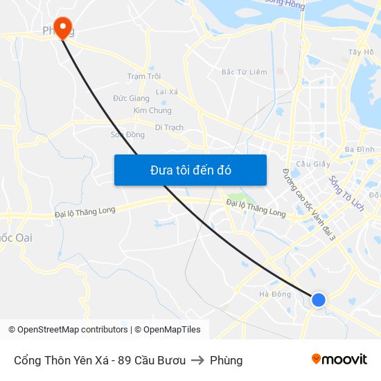 Cổng Thôn Yên Xá - 89 Cầu Bươu to Phùng map