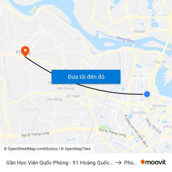 Gần Học Viện Quốc Phòng - 91 Hoàng Quốc Việt to Phùng map