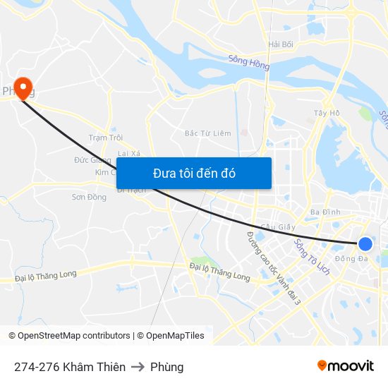 274-276 Khâm Thiên to Phùng map
