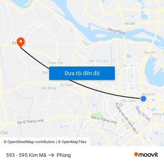 593 - 595 Kim Mã to Phùng map