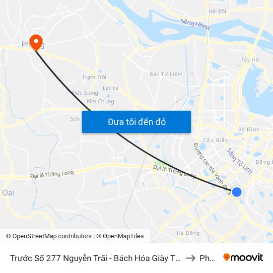 Trước Số 277 Nguyễn Trãi - Bách Hóa Giày Thượng Đình to Phùng map