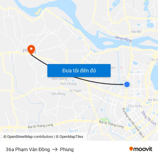 36a Phạm Văn Đồng to Phùng map