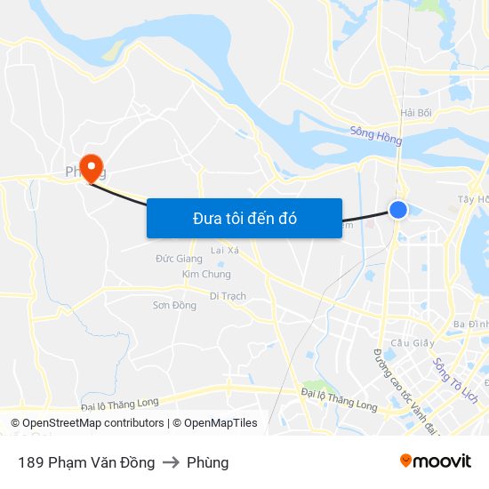189 Phạm Văn Đồng to Phùng map