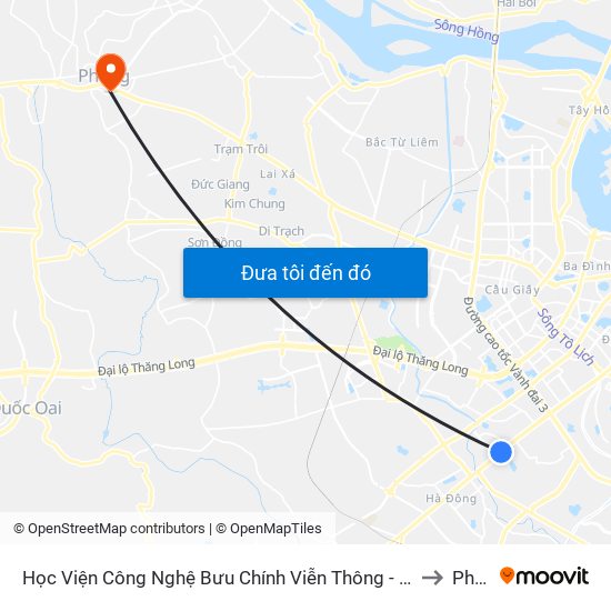 Học Viện Công Nghệ Bưu Chính Viễn Thông - Trần Phú (Hà Đông) to Phùng map