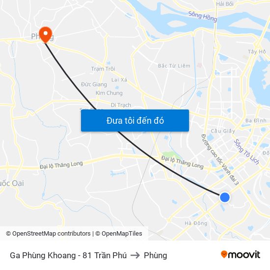 Ga Phùng Khoang - 81 Trần Phú to Phùng map