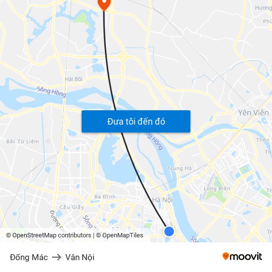 Đống Mác to Vân Nội map