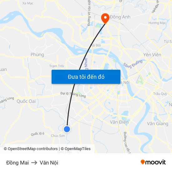 Đồng Mai to Vân Nội map