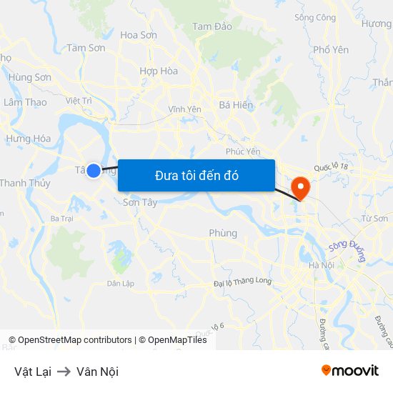 Vật Lại to Vân Nội map