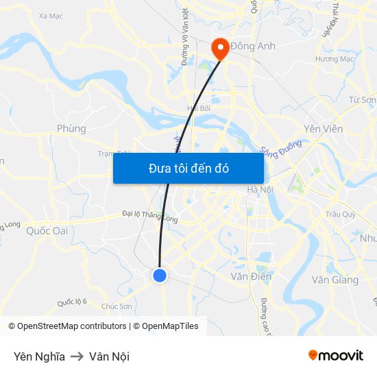 Yên Nghĩa to Vân Nội map