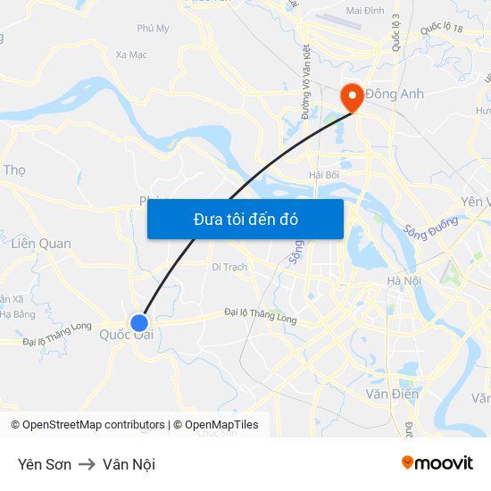 Yên Sơn to Vân Nội map