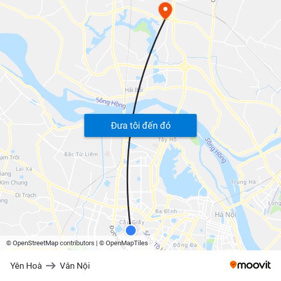 Yên Hoà to Vân Nội map