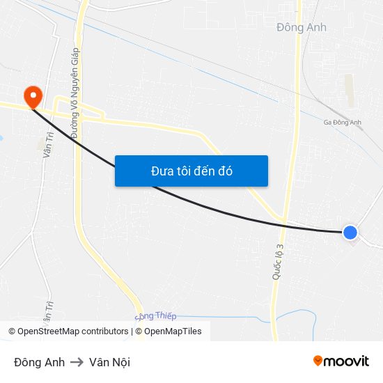 Đông Anh to Vân Nội map