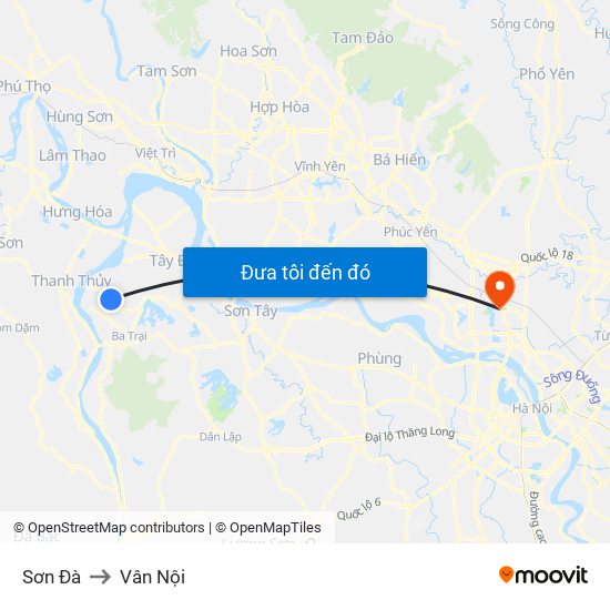 Sơn Đà to Vân Nội map