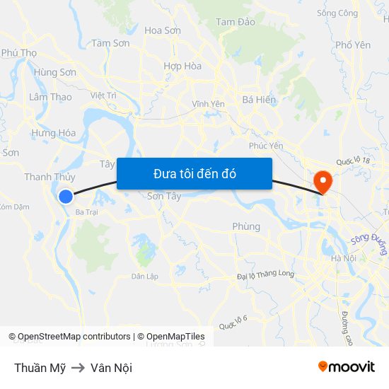 Thuần Mỹ to Vân Nội map