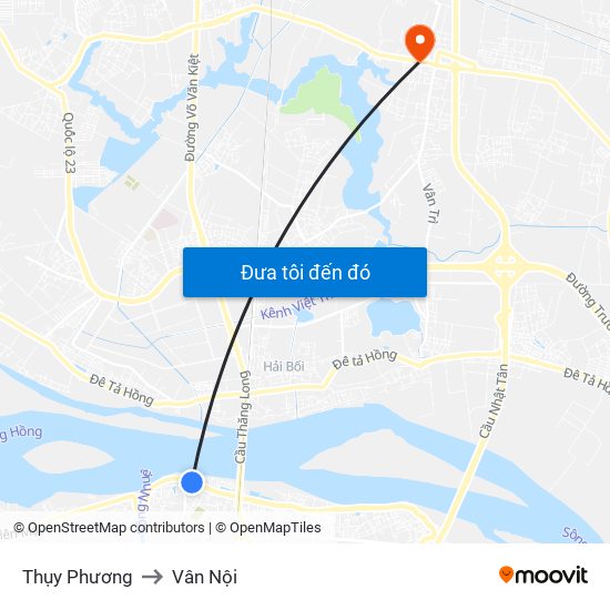 Thụy Phương to Vân Nội map