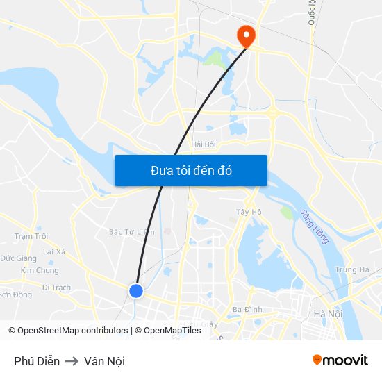 Phú Diễn to Vân Nội map